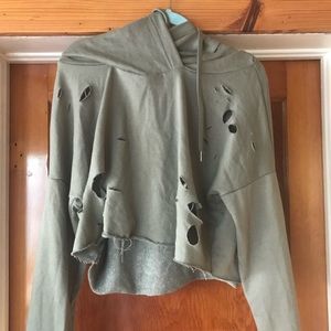 Army Green Ripped Crop Top